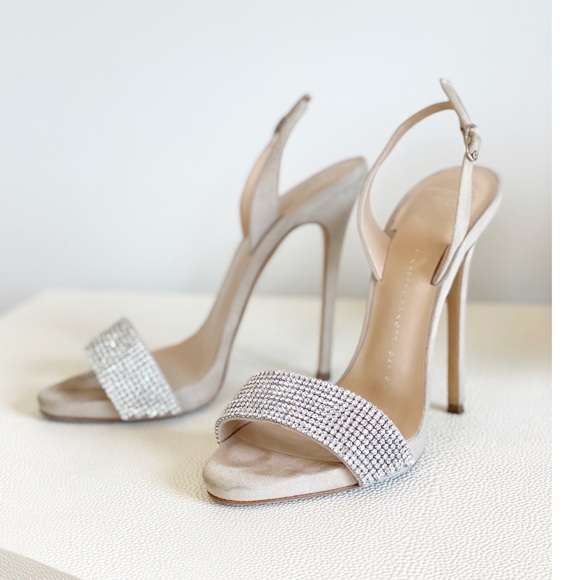 GUISSEPE ZANOTTI Nude Crystal Sophie Sandals 37.5 - Picture 4 of 10